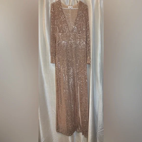 Emerald Sundae Rose Gold Sequin Maxi Dress XL - Picture 4 of 15